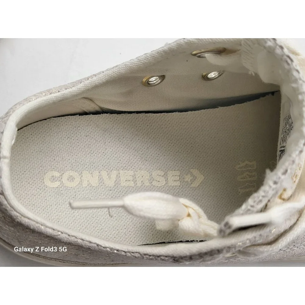 Converse Chuck Taylor All Star Egret Gold Metallic Youth Sneakers 363092C Sz‎ 1